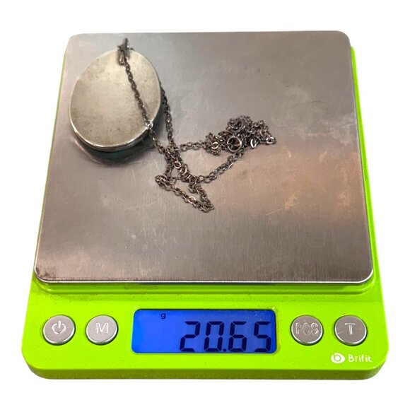 Sterling Silver Chain Oval Apatite Blue & Green Gemstone Pendant Necklace 18" - Picture 5 of 9